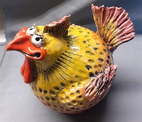 medium ceramic chicken chicken handmade unique ceramic etsy
