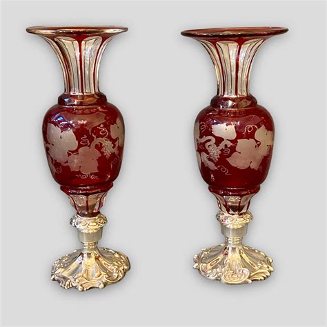 Pair Of Bohemian Red Vases Antique Glass Hemswell Antique Centres