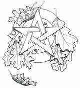 Coloring Pages Pagan Pentagram Drawing Wiccan Pentacle Yule Adults Celtic Printable Adult Tattoo Color Leaf Jungle Leaves Drawings Witch Oak sketch template