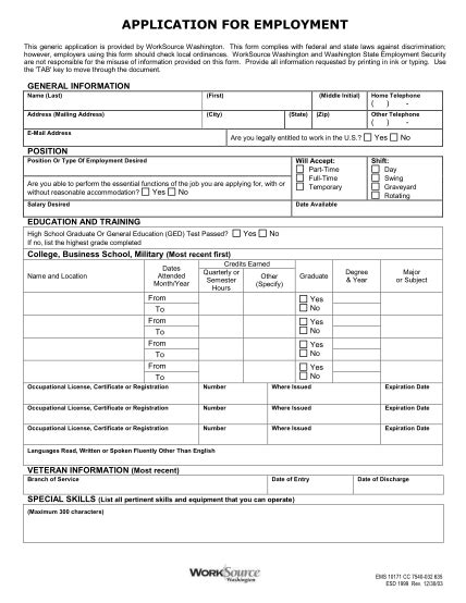 24 Generic Application For Employment Free To Edit Download And Print