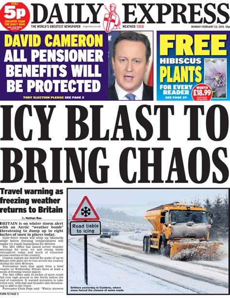 newspaper thread  front pages monday  february