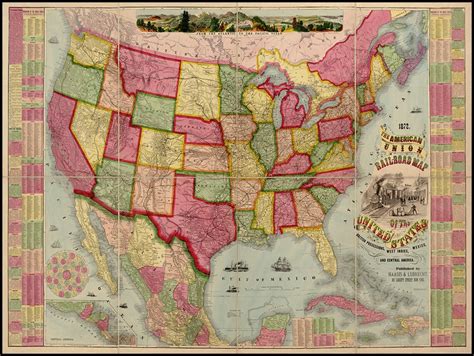 usa  railroad map pull  map vintage map  etsy