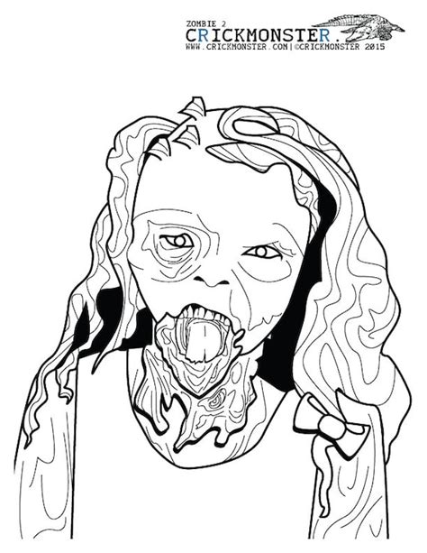 zombie girl coloring page digital   crickmonster  etsy