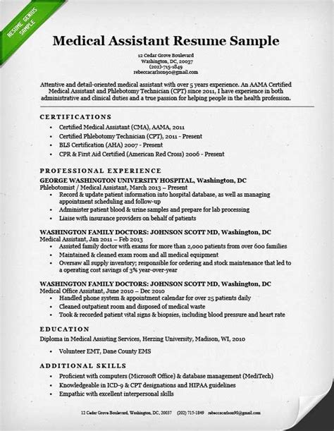 resume examples medical assistant medical assistant cover letter
