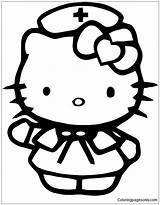Kitty Hello Pages Nurse Coloring Color sketch template