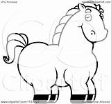 Horse Cartoon Coloring Fat Chubby Unicorn Clipart Vector Pages Outlined Cory Thoman Royalty Cute Template Clipartof sketch template