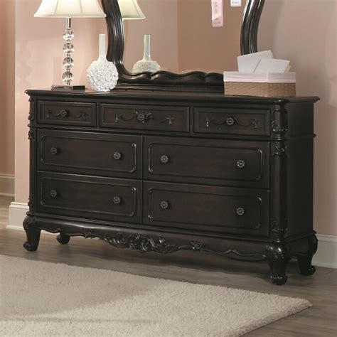 homelegance cinderella dark cherry rubberwood  drawer double dresser