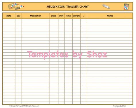 medication tracker chart printable  file medication tracker