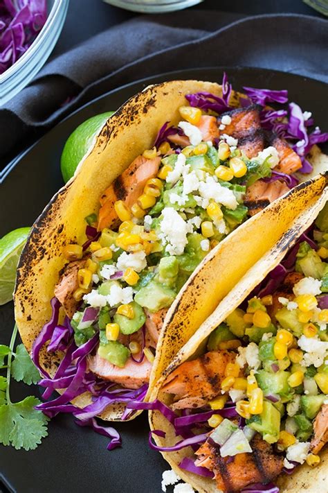grilled salmon tacos with avocado salsa cooking classy