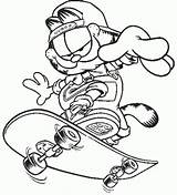Garfield Coloring Skater Pages Skateboard Print Netart Takes Radio sketch template