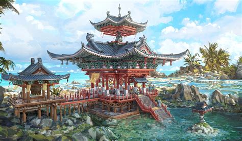 architecture fantasy oriental hd wallpaper