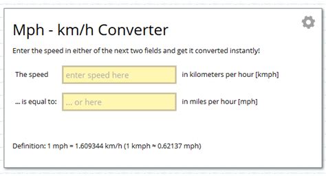 miles  hour mph kilometers  hour kmh unit converter calcresource