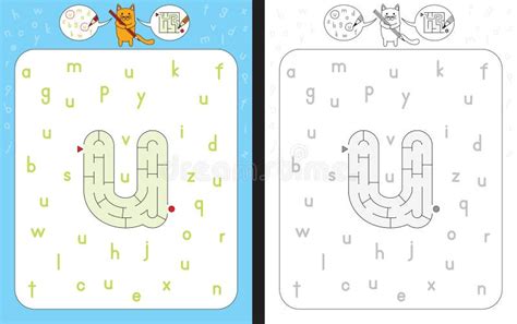 maze letter  stock vector illustration  preschool