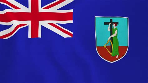 loopable flag  montserrat montserratian official flag gently waving   wind highly