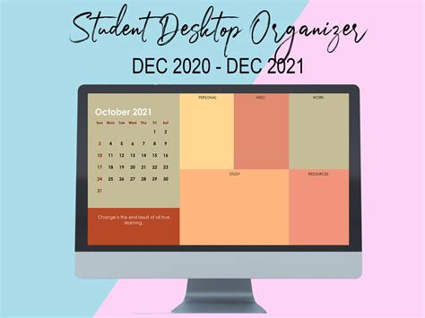 student desktop wallpaper organizer  monate etsy