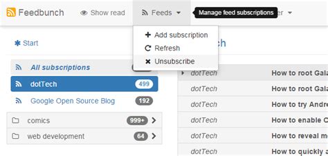 view  manage rss feeds  tip dottech