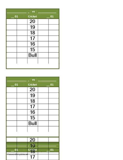 printable dart score sheet printable templates