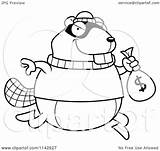 Bank Beaver Robbing Clipart Cartoon Outlined Coloring Vector Thoman Cory Royalty sketch template
