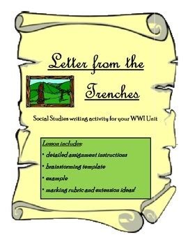 world war  trench letter  secondary social studies tpt