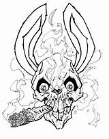 Skull Tattoo Smoking Bunny Tattoos Smoke Designs Drawings School Weed Stoner Drawing Leaf Rabbit Pot Coloring Sketch Pages Tribal Tumblr sketch template