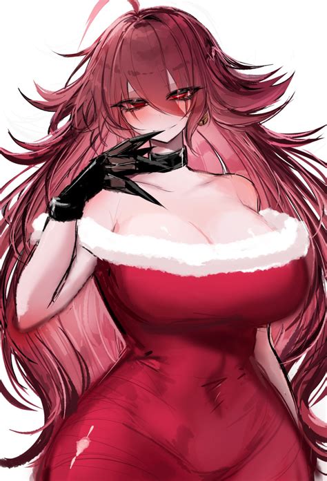 Rule 34 1girls Ahoge Big Breasts Blush Christmas Outfit Cleavage