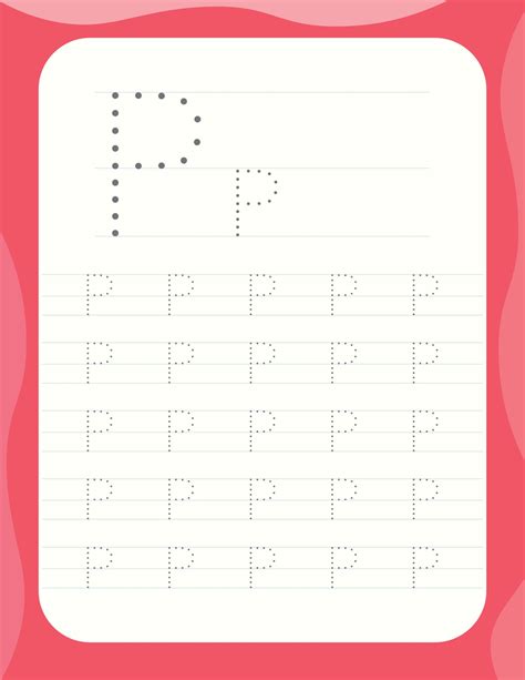 letter p tracing alphabet worksheets  vector art  vecteezy