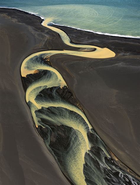 aerial view   section  river delta iceland