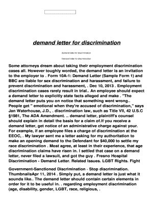 discrimination letter sample