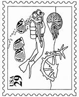 Coloring Scuba Stamp Pages Stamps Usps Diver Sports Sheets Reef Diving Postal Postage Bluebonkers Designlooter Drawings Usage Authorized Service 73kb sketch template
