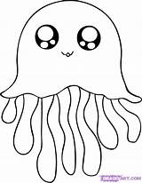 Coloring Jellyfish Cute Pages Colouring Animals sketch template