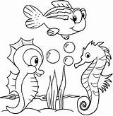 Seahorses sketch template