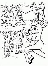 Reindeer Coloring Pages Christmas Santa Printable Rudolph Rudolf Reindeers Nosed Red Nose Night Happy Good sketch template