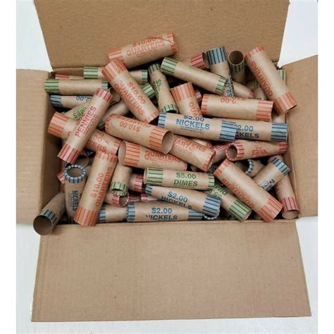 rolls preformed coin wrappers assorted paper tubes quarter penny