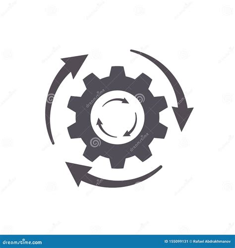 arrows  gear wheel sign flat  vector icon  workflow procedure stock vector
