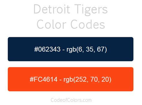 detroit tigers colors hex  rgb color codes
