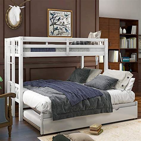 Twin Over Twin Full King Bunk Bed With Trundle Convertible Down Bed