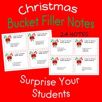 christmas bucket filler notes candy canes  teacher  students