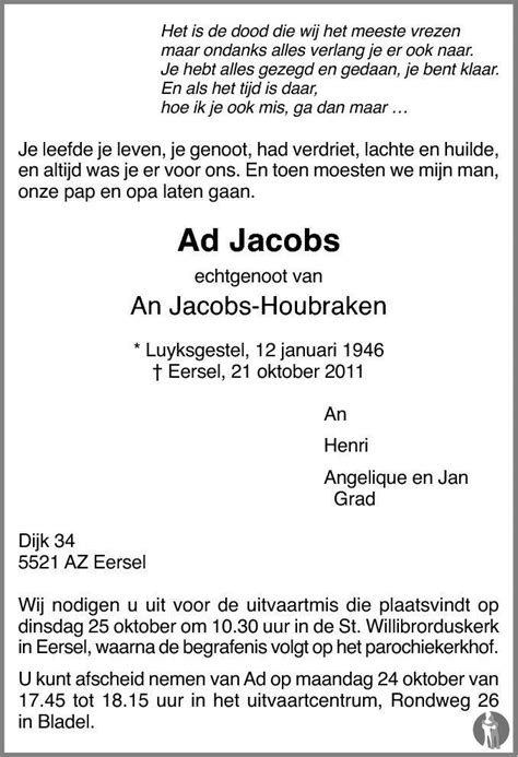 ad jacobs    overlijdensbericht en condoleances mensenlinqnl