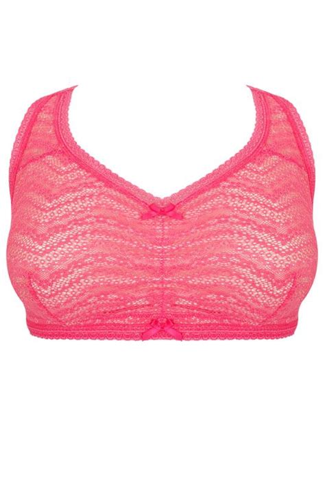 nude and hot pink all over lace racer back bralette plus