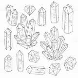 Crystals Line Crystal Quartz Illustration Vector Drawing Gems Illustrations Set Cristal Istockphoto Gemstones Style Clip Gem Drawings Isolated Objects Stock sketch template