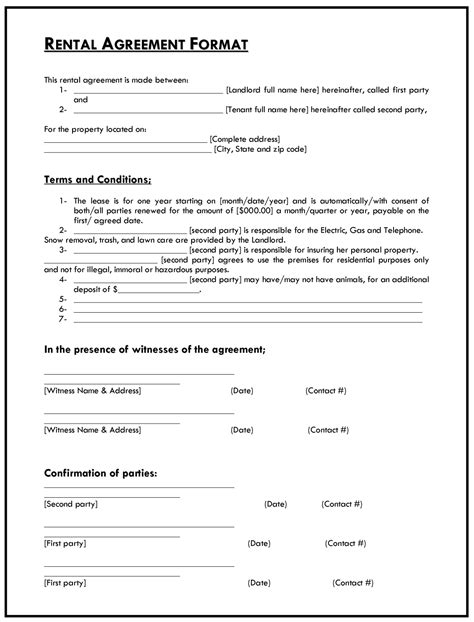 rent agreement letter  rental agreement letter templates word