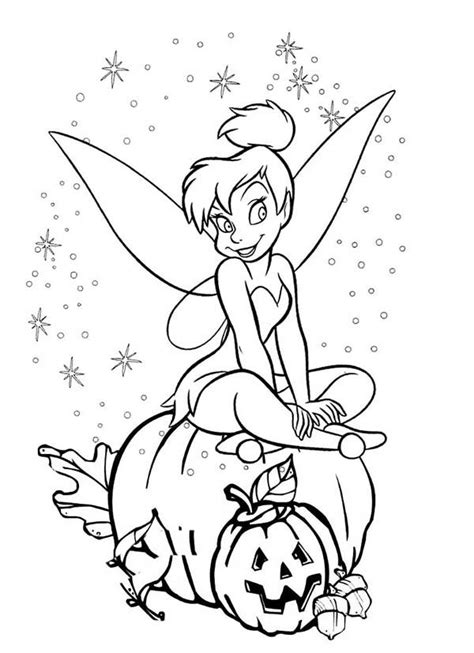 tinkerbell  halloween pumpkin coloring page netart