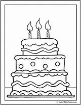 Cake Birthday Coloring Pages Candles Printables Tiers Tiered sketch template