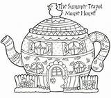 Teapot Coloring Pages Adults House Summer Mouse Cliparts Marginalia Template Book Favorites Add sketch template