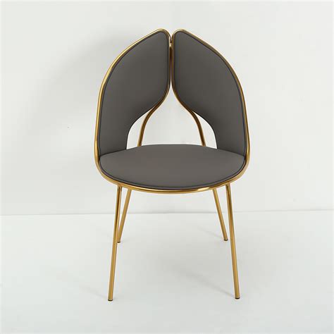 Modern Dining Chair Pu Leather Upholstered Stainless Steel Gold Finish