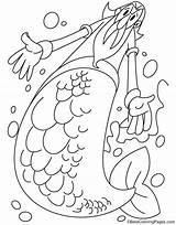 Merman Trident Mermaid sketch template
