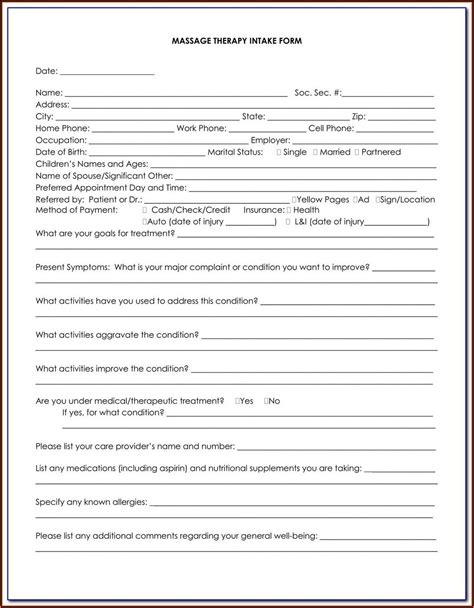 Printable Massage Therapy Soap Notes Forms Form Resume Examples