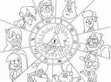 Gravity Falls Coloring Pages Symbols Character Printable Wheel Characters Print Cipher Timely Book Deviantart Popular Drawings sketch template
