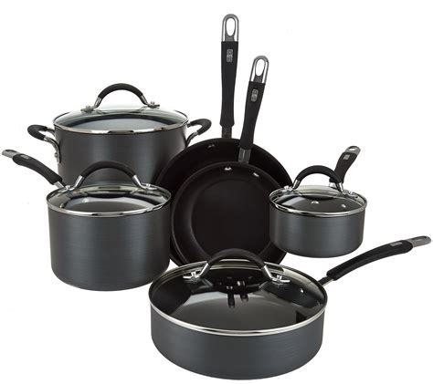 as is cooks essentials 10pc hard anodized dishwasher safe cookware