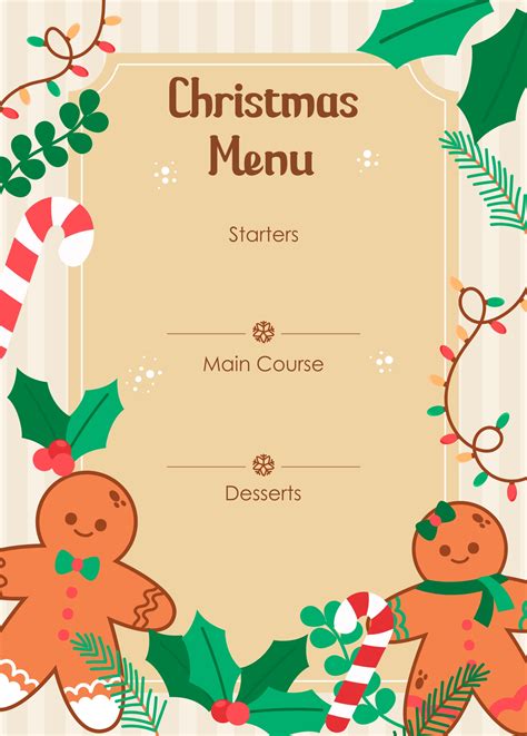 printable christmas menu templates     printablee